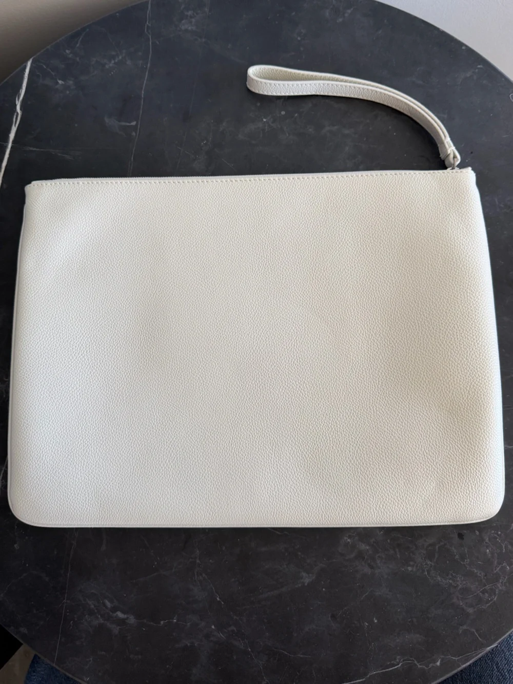 Brand New Balenciaga White Leather Clutch with Hot Pink Logo